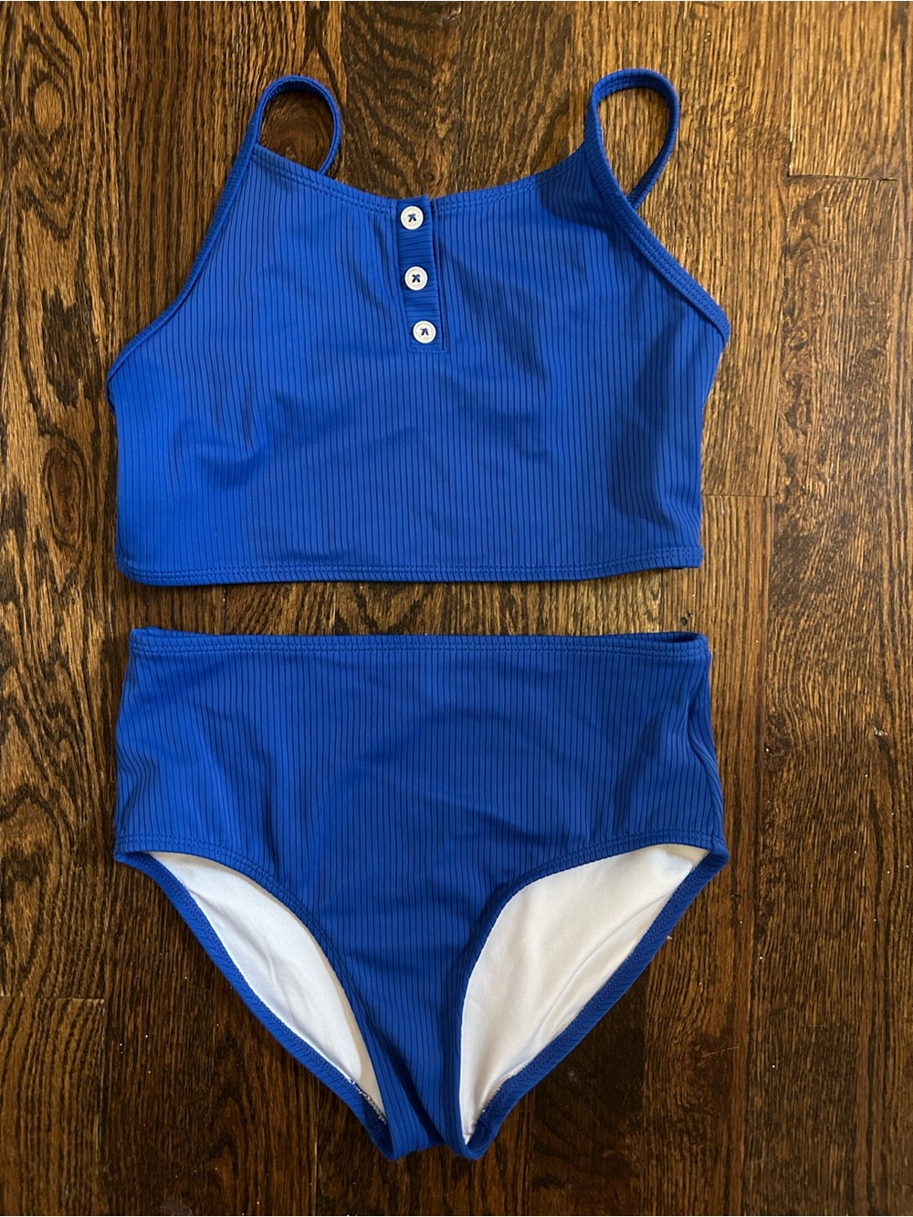 Old Navy Girls Ribbed High-Waist Bikini Set in Cobalt Blue size 10